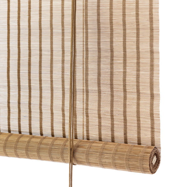 Brown fine striped bamboo roller blind